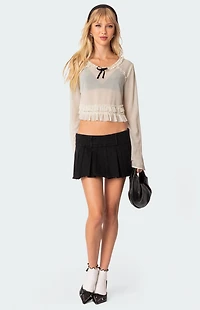Edikted Grace Sheer Ruffle Chiffon Top