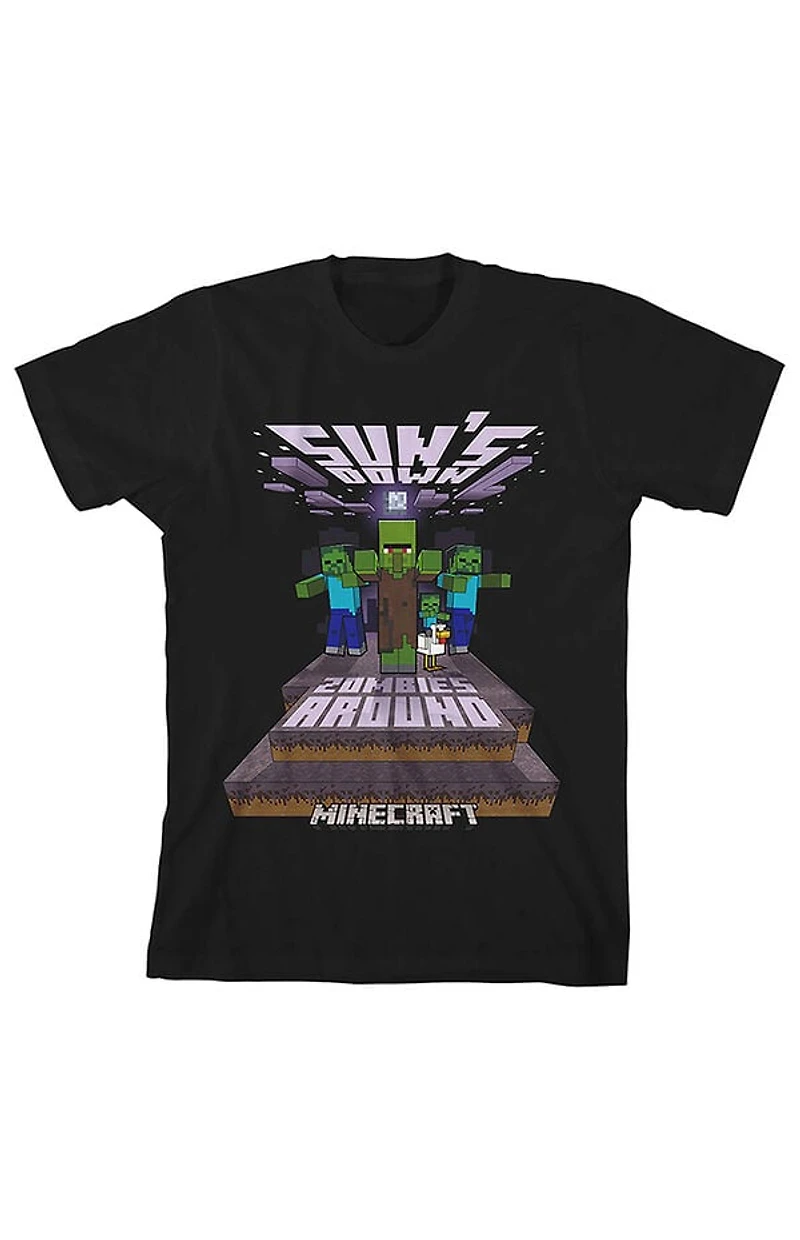 Kids Minecraft Sun's Down Zombies T-Shirt