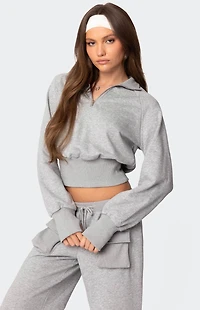 Edikted Bailey French Terry Quarter Zip Top