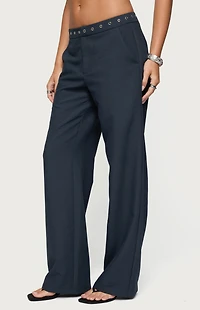 Edikted Ayve Eyelet Waist Straight Leg Pants