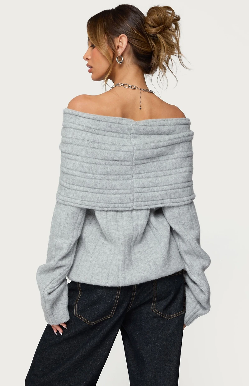 Edikted Kadenna Oversized Off Shoulder Sweater