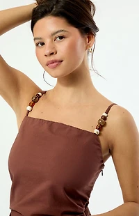 Your Favorite Katie Beaded Linen Mini Dress