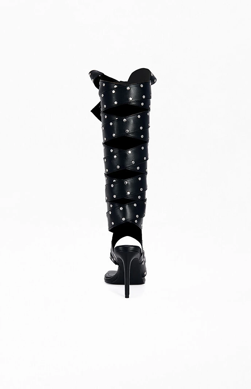 AZALEA WANG Women's Sodalite Black Stiletto Sandals