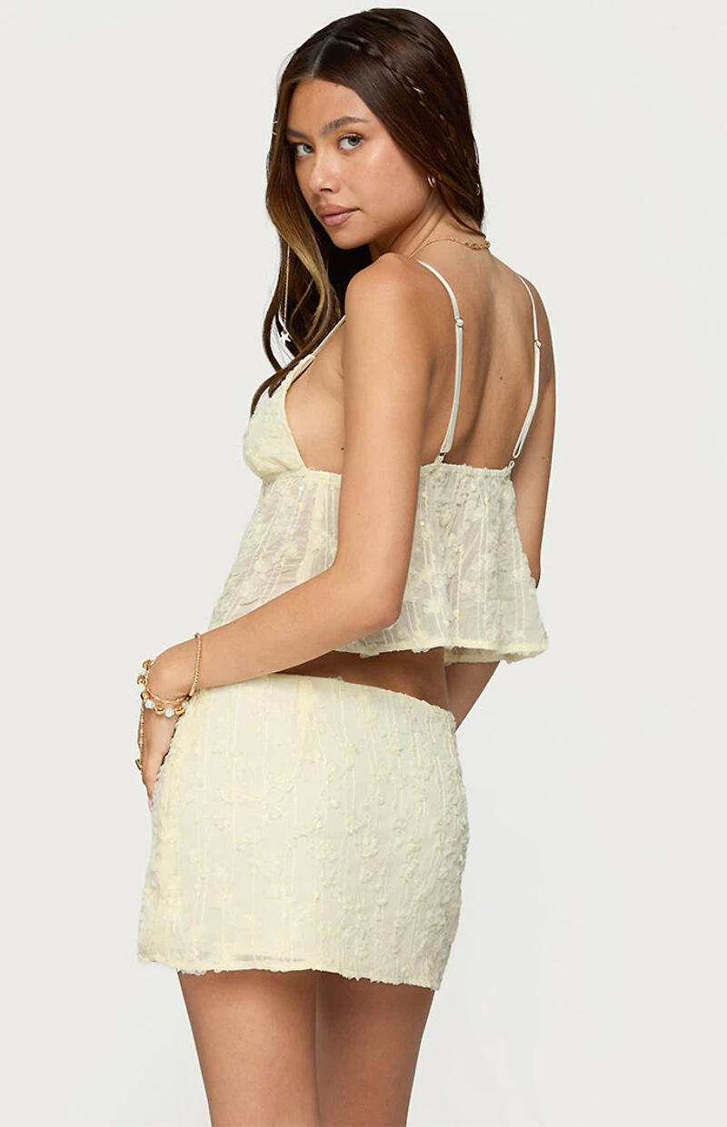 Edikted Leora Textured Floral Babydoll Top