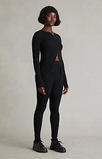 Fear of God ESSENTIALS Women's Vintage Black Ribbed Knit Leggings