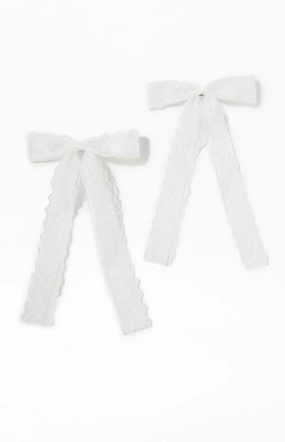 LA Hearts 2 Pack White Kaelie Bow Hair Clips