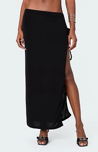 Edikted Goldie Slitted Drawstring Maxi Skirt