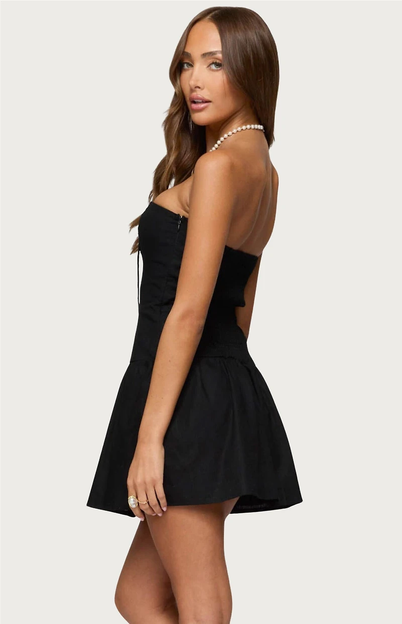 Edikted Cecelie Strapless Drop Waist Mini Dress