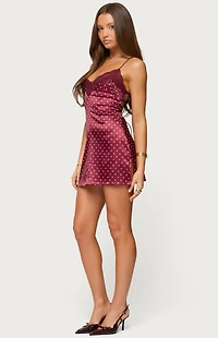 Edikted Lacey Backless Polka Dot Mini Dress