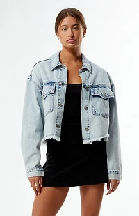 HYPE & VICE UCLA Bruins Frayed Cropped Denim Jacket