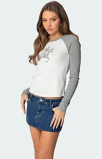 Edikted Cowboy Raglan Long Sleeve T-Shirt