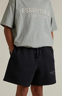 Fear of God ESSENTIALS Kids Jet Black Fleece Soccer Sweat Shorts