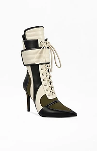 AZALEA WANG Women's Amada Olive Point-Toe Stiletto Booties
