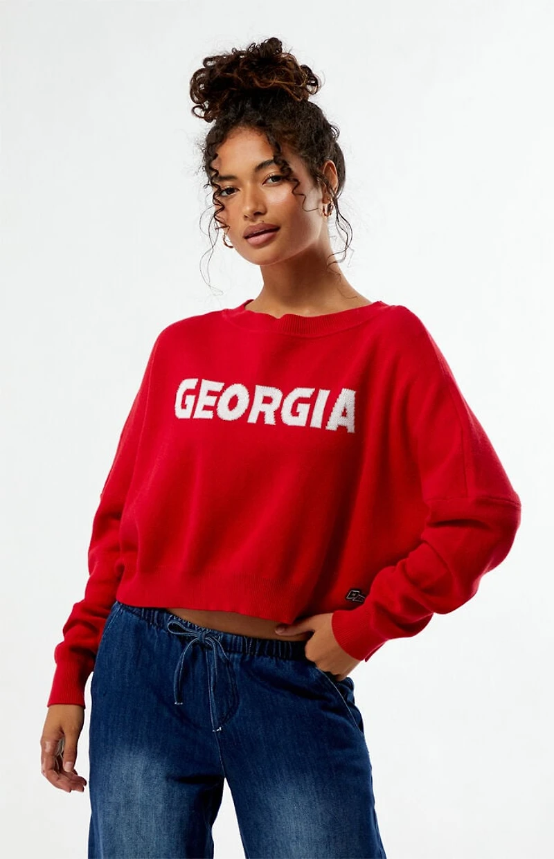 HYPE & VICE Georgia Bulldogs Ivy Knit Cropped Sweater
