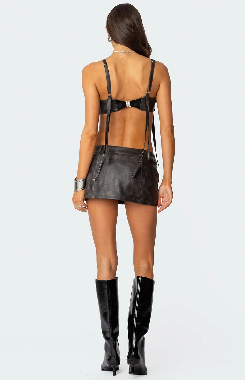 Edikted Sadaf Faux Leather Mini Skort