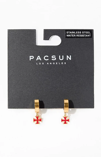 Pacsun Gold Cross Hoop Earrings
