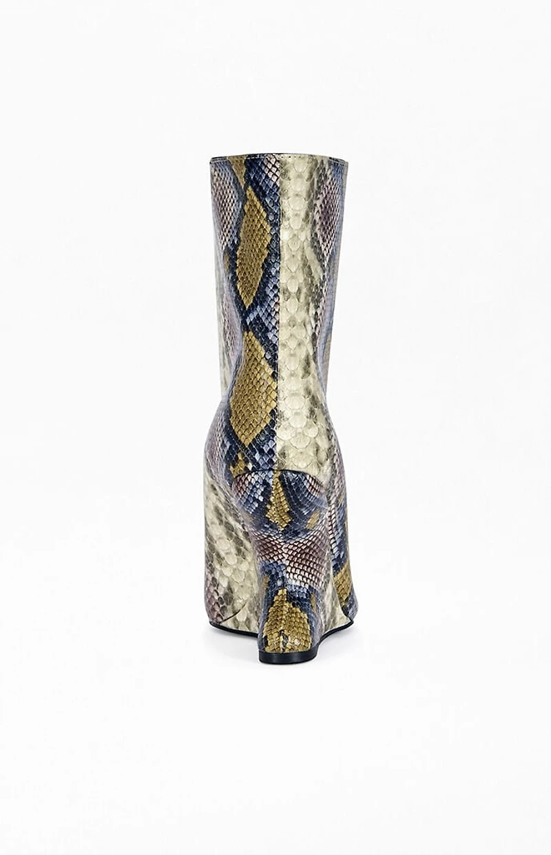 AZALEA WANG Women's Faoi Snake Wedge Booties