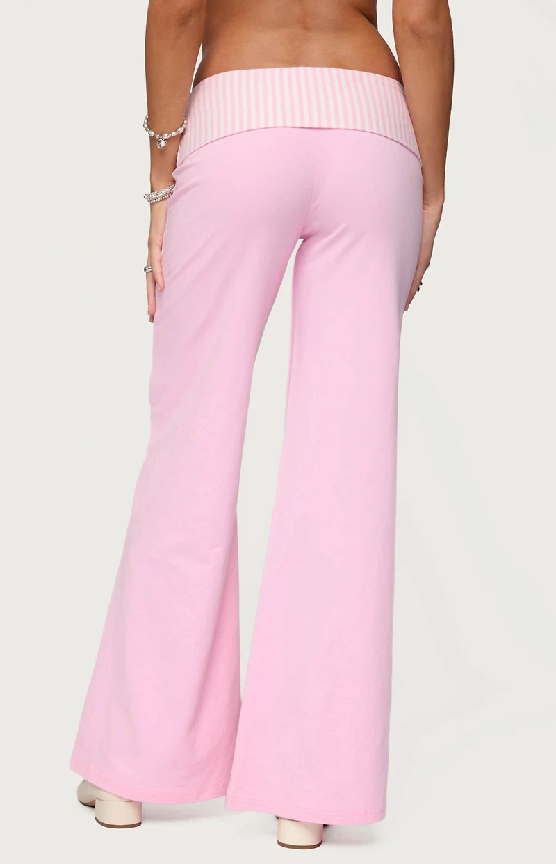 Edikted Meshey Striped Fold Over Pants