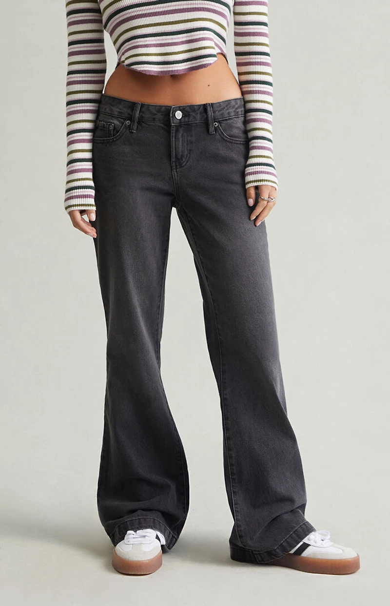 Pacsun Jade Low Rise Button Pocket Bootcut Jeans Faded Black