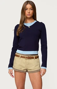 Edikted Marthie Layered Knit V Neck Top