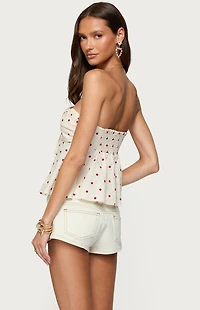 Edikted Izzey Polka Dot Strapless Babydoll Top