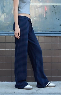 John Galt Blue Hilary Striped Yoga Baggy Sweatpants