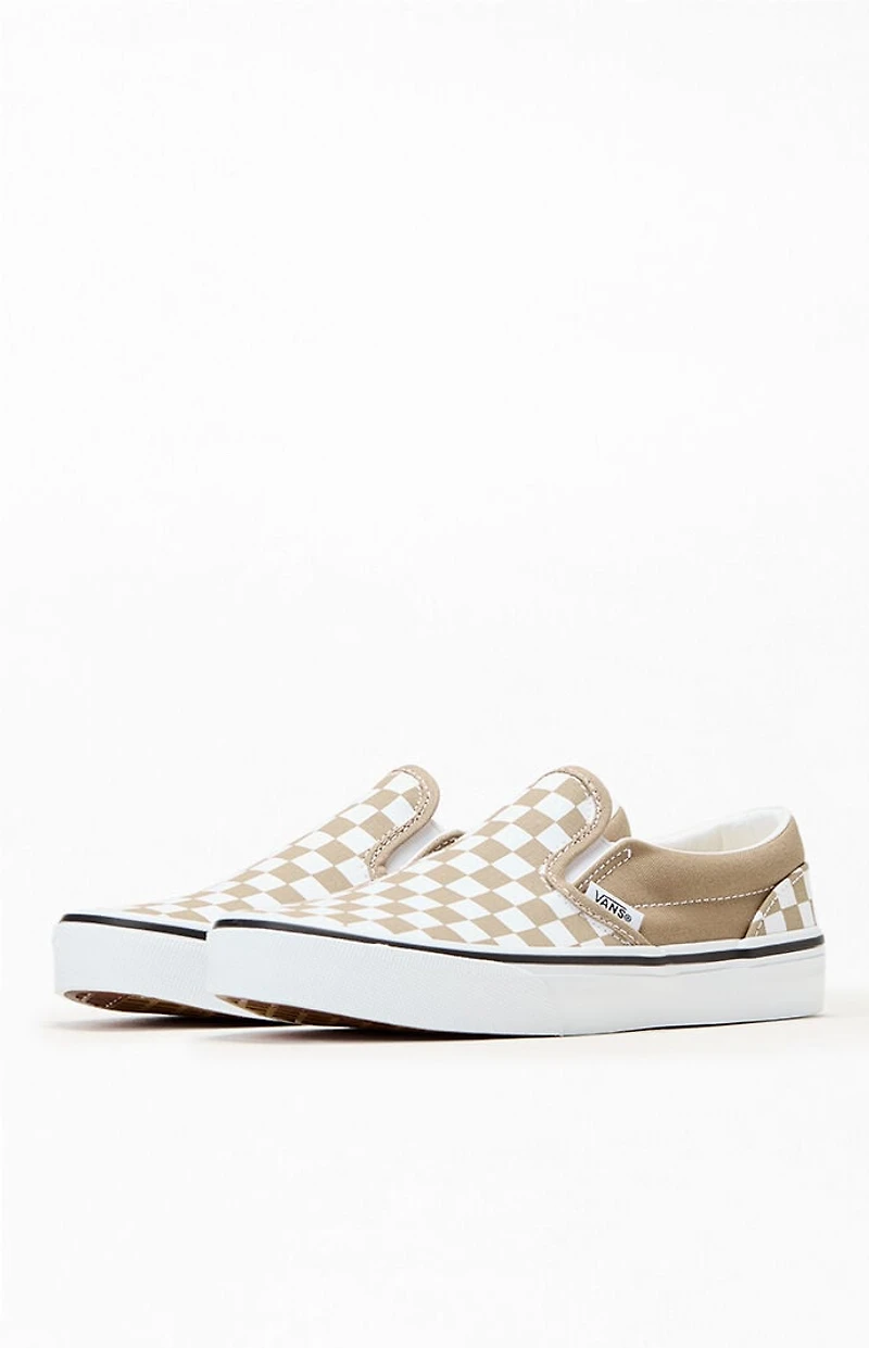 Vans Kids Brown Checker Classic Slip-On Shoes