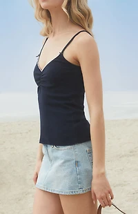John Galt Navy Archie Lace Tank Top