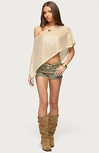 Edikted Alanna Sheer Sequin Poncho