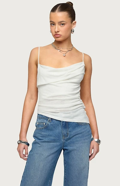 Edikted Asymmetric Cowl Neck Tank Top