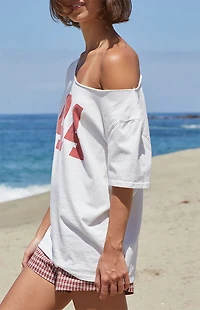 John Galt White 44 Off-The-Shoulder T-Shirt