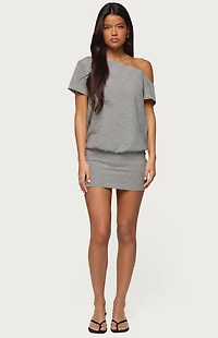 Edikted Striped Off Shoulder Cutout Mini Dress