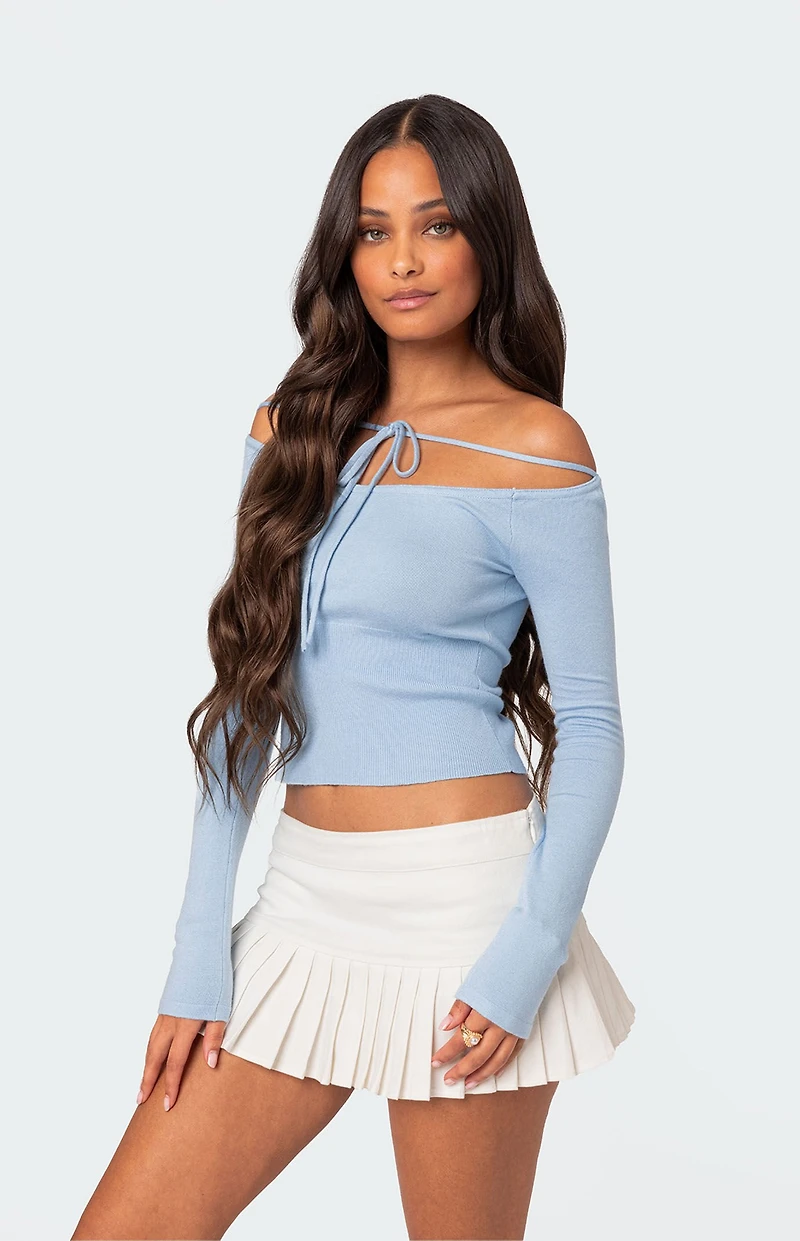 Edikted Jane Tie Front Knit Top
