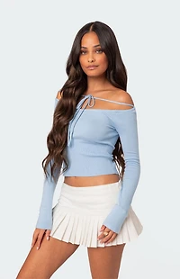 Edikted Jane Tie Front Knit Top
