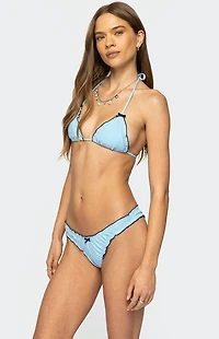 Edikted Golden Ruffle Edge Triangle Bikini Top
