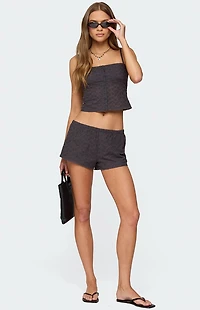 Edikted Shaya Button Up Eyelet Tank Top