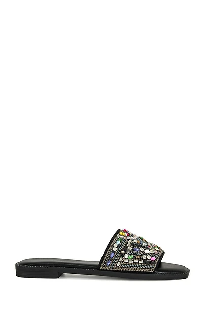 AZALEA WANG Women's Black Essere Flat Sandals