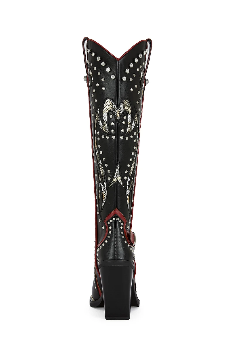 AZALEA WANG Women's Hyperion Black Cat Western Boots