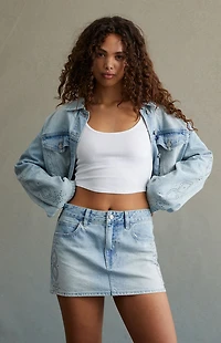 RARE DNM EDIT Studded Mid Rise Denim Mini Skirt