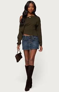 Edikted Chenelle Asymmetric Off Shoulder Sweater