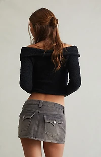Pacsun Gray Low Rise Denim Micro Mini Skirt