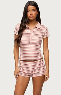 Edikted Noelia Striped Polo Top