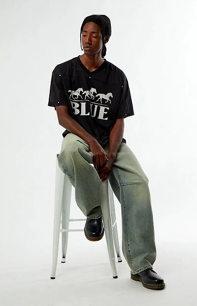 Pacsun Blue V-Neck Cropped Jersey