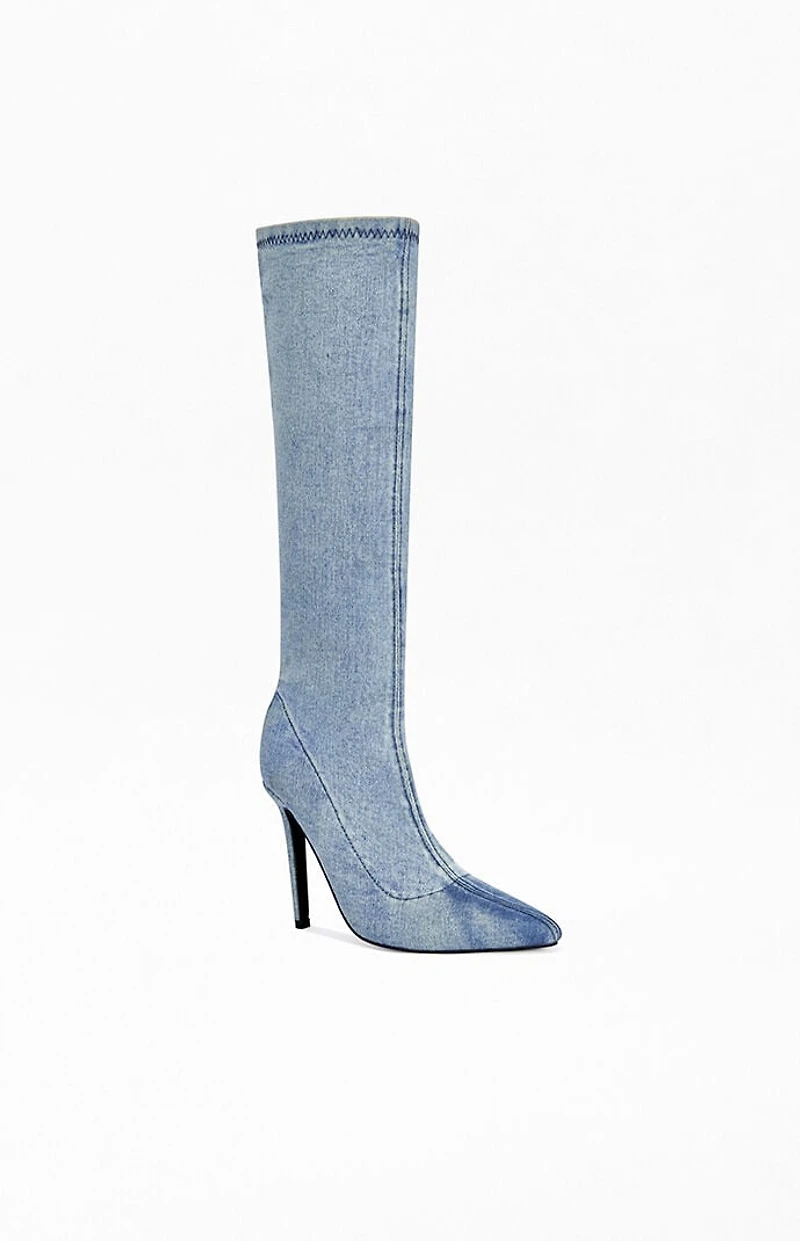 AZALEA WANG Women's Calana Denim Stiletto Boots