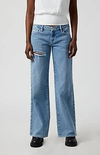 Pacsun Zoe Low Rise Girlfriend Jeans Ripped Medium Indigo