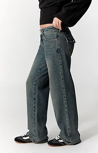 Pacsun Zoe Low Rise Girlfriend Jeans Dark Blue