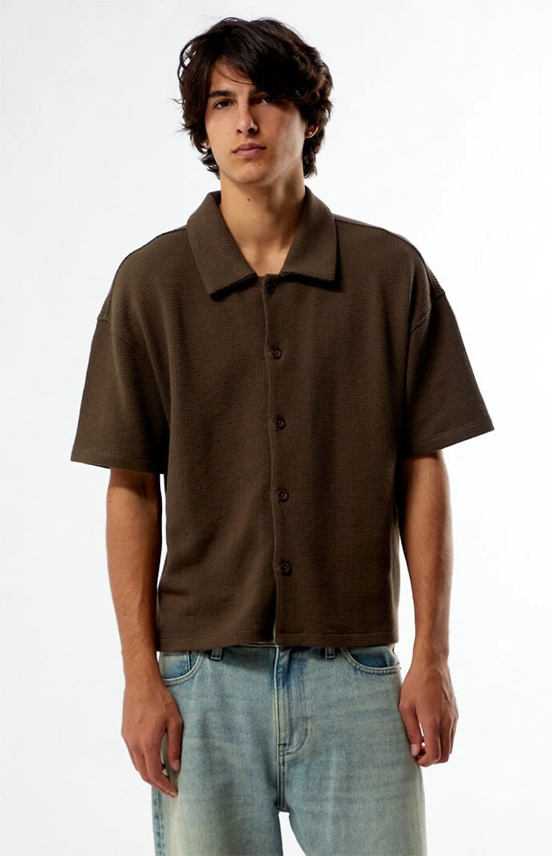 Pacsun Stone Solid Textured Oversized Camp Shirt