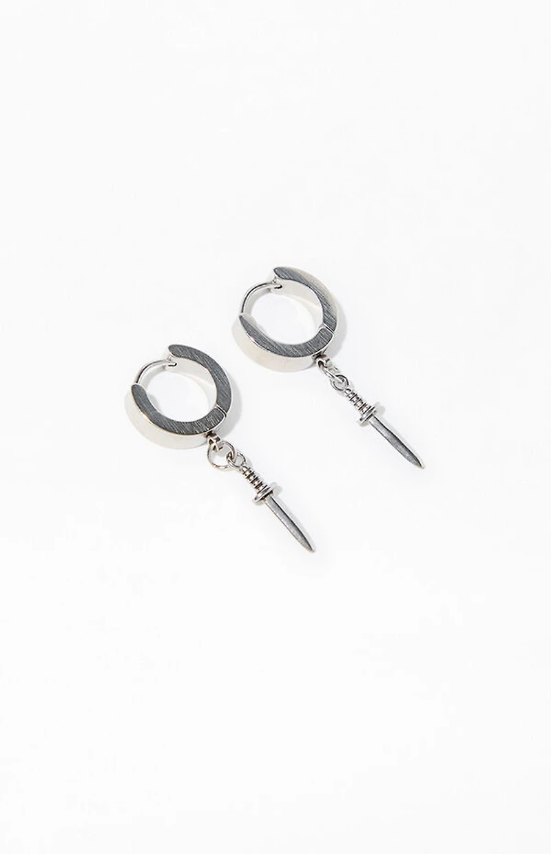 Pacsun Silver Dagger Hoop Earrings