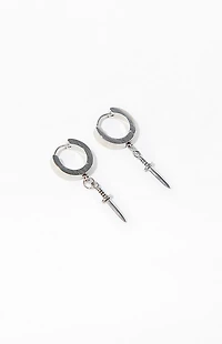 Pacsun Silver Dagger Hoop Earrings
