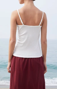 John Galt White Lace Trim Tank Top